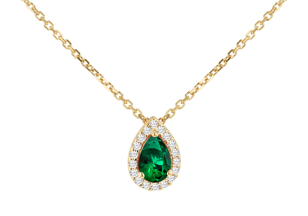 9ct Yellow Gold Green Cz Necklace on adjustable chain