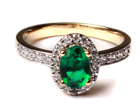 9ct Gold Emerald & Cubic Zirconia Ring