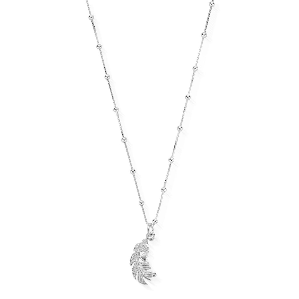 Bobble Chain Heart In Feather Necklace