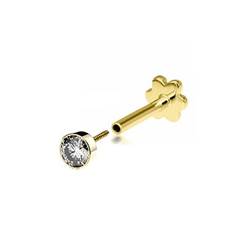 9CT YELLOW GOLD SINGLE CZ CARTILAGE LABRET