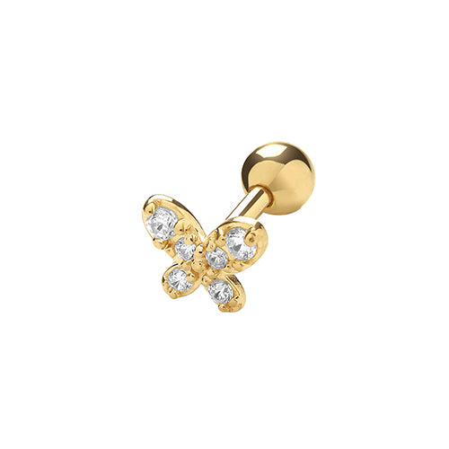  GOLD CZ BUTTERFLY CARTILAGE 6MM POST STUD