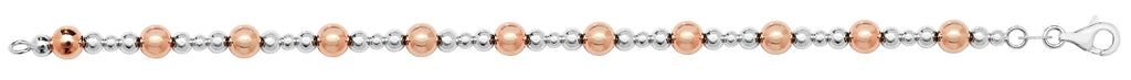 Sterling silver and rose gold plated ball chain bracelet 