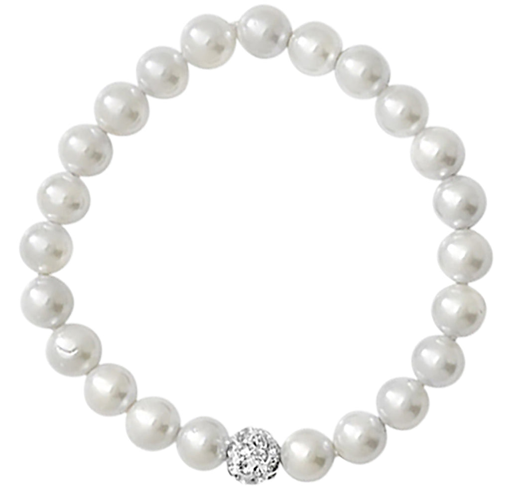 Kids Stretchy Pearl Bracelet With One Crystal Ball